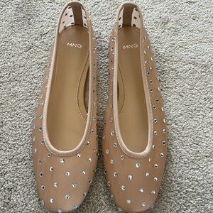 Mango Beige/Tan Studded Mesh flats